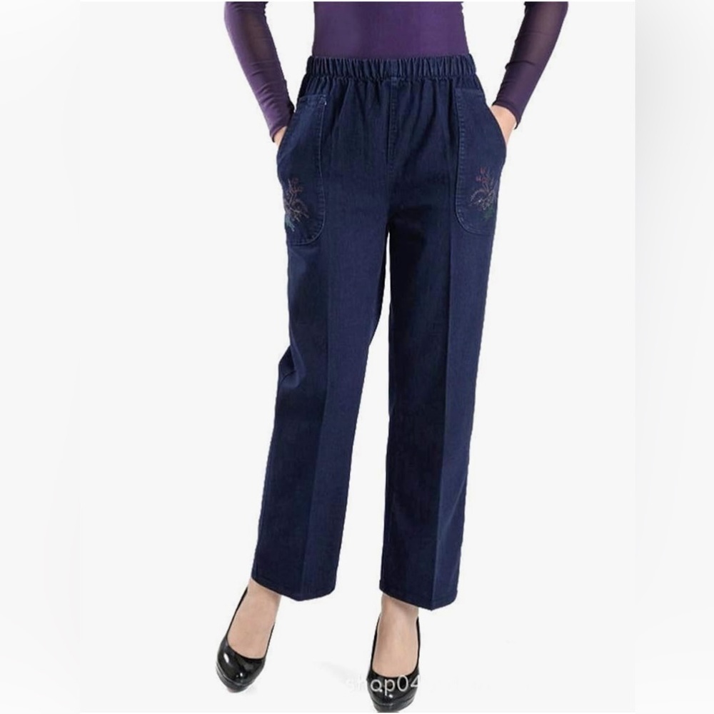 EUC IDEALSANXUN Women's Fleece Lined Jeans Elastic Waist Loose Straight Leg